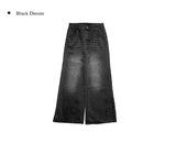 [A/M] Khama Black Denim Washing Wide Pants