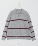 Mullin Stripe Half Zip-up Collar Knit