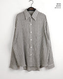 Better Seersucker Overfit See-Through Vintage Check Long Sleeve Shirt