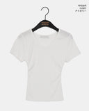 Monb Side Shirring V-Neck Short Sleeve T-Shirt