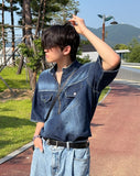 Nurse denim short sleeve shirt