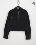 Boldy Incised Zipper Crop Biker Zip Up