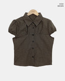 Coated Check Short Sleeve Blouse