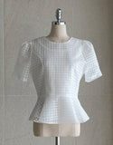 Ravidol See-through Check Puff Blouse