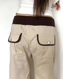 Emin Color Matching Banding Strap Pocket Bootcut Training Long Pants