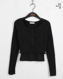 [Sleeveless SET] Dalit Ribbed Sleeveless Snap Button Long Sleeve Cardigan Set