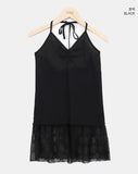 Haju Lace Layered Long Halter Sleeveless