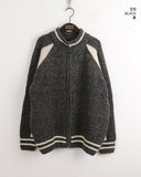 Bollen Varsity Color Matching Boxy Two-Way Knit Zip-Up