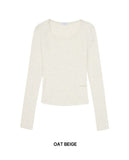 W Basic Round Square Neck Long Sleeve