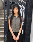 Delda check short-sleeve blouse