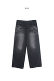 Cat washed corduroy mix denim pants