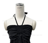 Soft shirring halter top blouse
