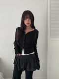 Lumpy Rib Round Slim Fit Long Sleeve Cardigan