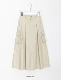 Woosen Cotton Pleated Cargo Long Skirt