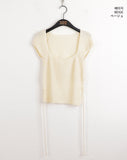 Kundi back slit strap boucle short sleeve knit