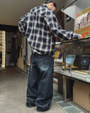 Kio two-tone layered denim pants