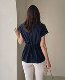 Want Me Short Sleeve Shirring Bendable Blouse
