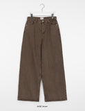 Minami Brown Washing Cotton Wide Pants