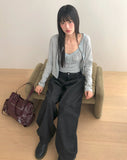 Tommy Stud Zipper Leather Shoulder Bag