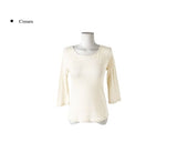 Deton Tencel Basic Round Three Quarter Sleeve T-Shirt