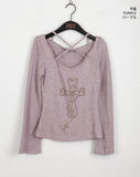 Compo Vintage Cross X Strap Deep V Neck Long Sleeve T-Shirt