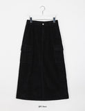 Tombe corduroy cargo long skirt