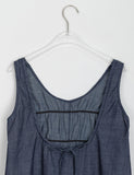 Namiko Denim Shirring Layered Pocket Ribbon Midi One Piece