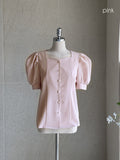 Roble Heart Neck Puff Blouse