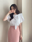 Lovell Ribbon Tie Shirring Blouse