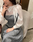 Ramet Tweed Chiffon Tie Flare One Piece