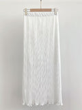 Weave Pleats Banding Skirt