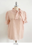 Anne Tie Pearl Puff Short Sleeve Blouse