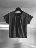 Center Shirred Round Crop Top
