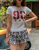 90 Printing Short Sleeve Slim T-shirt