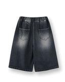 Epearl pintuck Bermuda denim pants