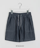 [unisex] Heiko Stitch Banding Bermuda Denim Pants