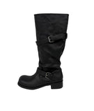 Double Buckle Biker Wide Long Boots