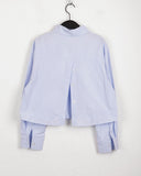 Aru Back Silt Button Crop Long Sleeve Shirt