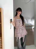 [Flower Choker SET] Bohemian Unbalanced Layered Knit One Piece
