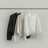 See-through High-Neck Lovely Frill Crop Summer Windbreaker