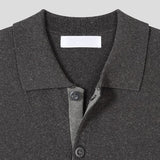 Ster color-block collar short-sleeve knit cardigan
