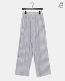 Shudi Stripe Banding Long Wide Pants