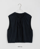 [BAONHAUS] Poiman Shirring Ribbed Ribbon Vest