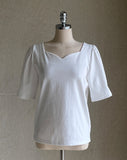 Romance Heart Neck Short Sleeve Puff T-Shirt