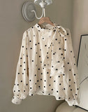 Poche Dot Velvet Tie Brushed Blouse