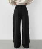 Hem Snap Corduroy Diagonal Cut Long Wide Banding Pants