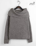 Wello Cozy Ribbed Off Shoulder Long Sleeve Knit