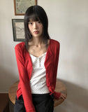 Amu See-through Ribbed Long Sleeve Cardigan