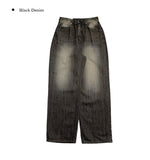 Miya Black Blue Wash Denim Wide Pants