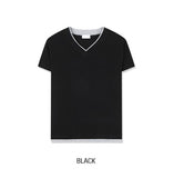 Ladies Layered V-Neck Short Sleeve T-Shirt